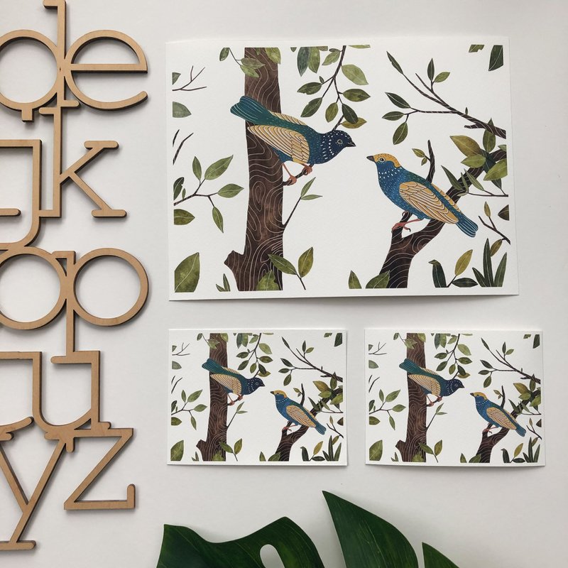 Love Birds 6.25 x 4.6 Watercolour Card - 卡片/明信片 - 纸 