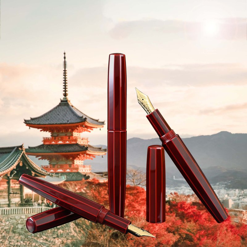CYPRESS【鸨溜-九角】气密套笔盖设计 传统工艺  漆艺钢笔 - 钢笔 - 其他材质 红色