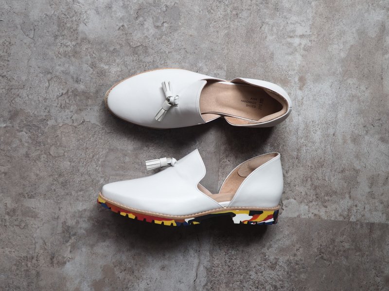 爱花乐福- Colourful Aika - 女款休闲鞋 - 真皮 白色