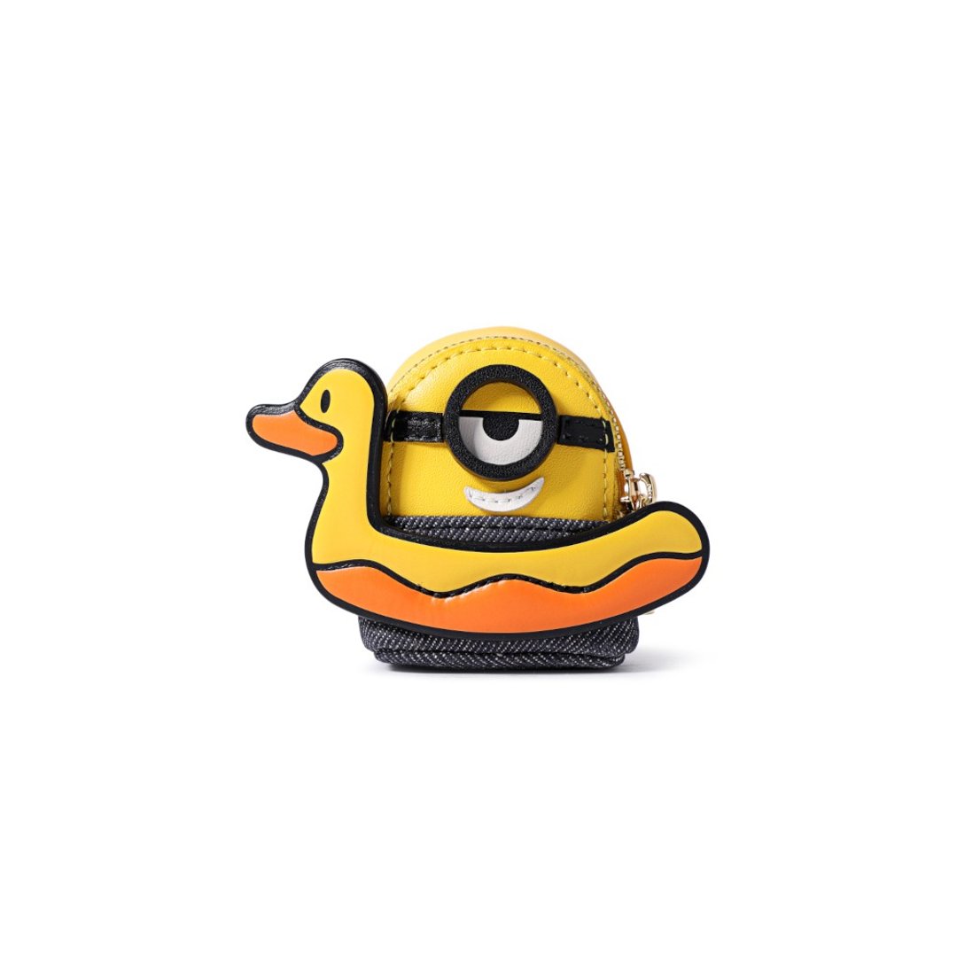 Minions织物镶牛皮革纳米斜挎包 - 侧背包/斜挎包 - 真皮 黄色