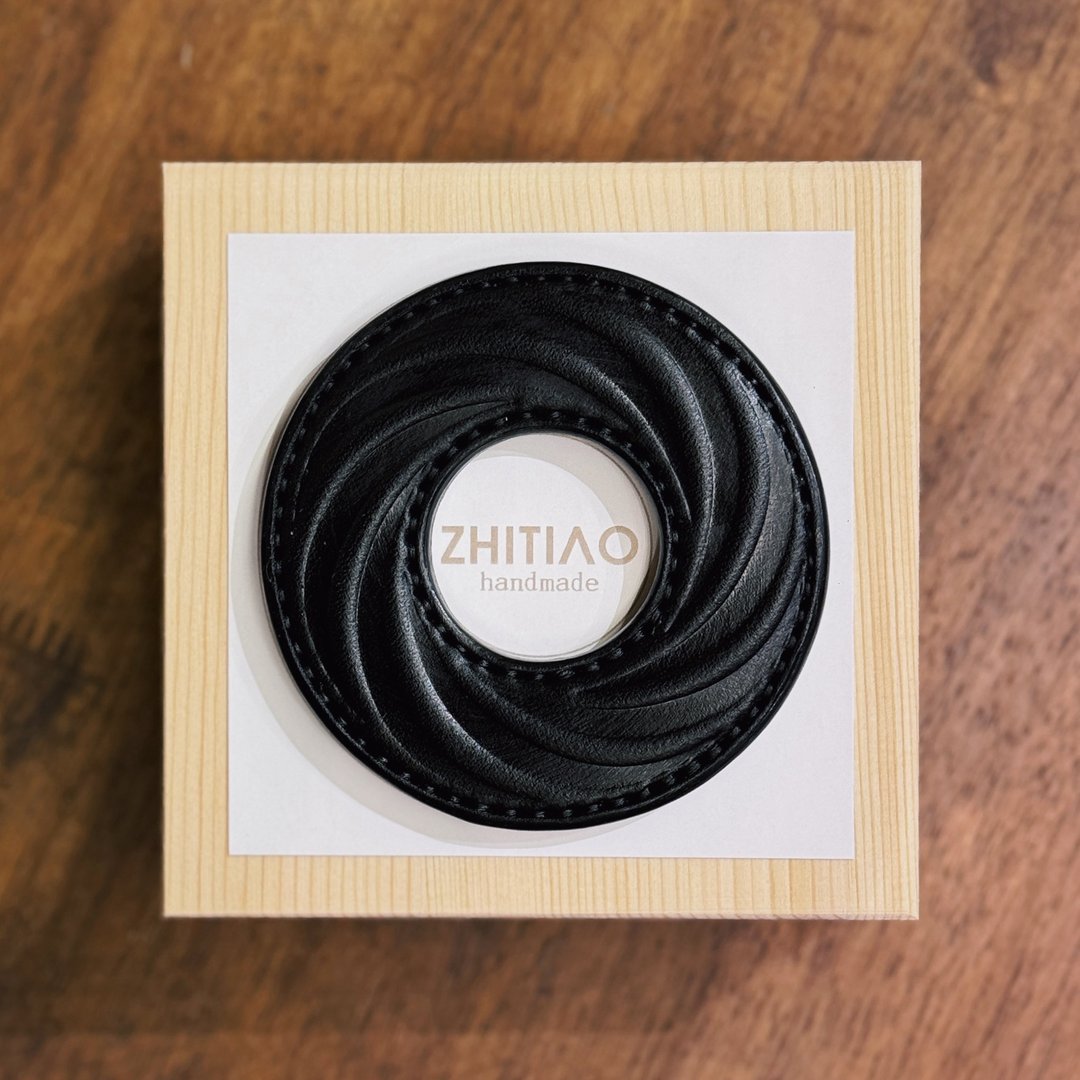 原创手工制作牛皮剑道刀镡 疾如旋踵 黑色 剑锷 Tsuba - 运动配件 - 真皮 黑色