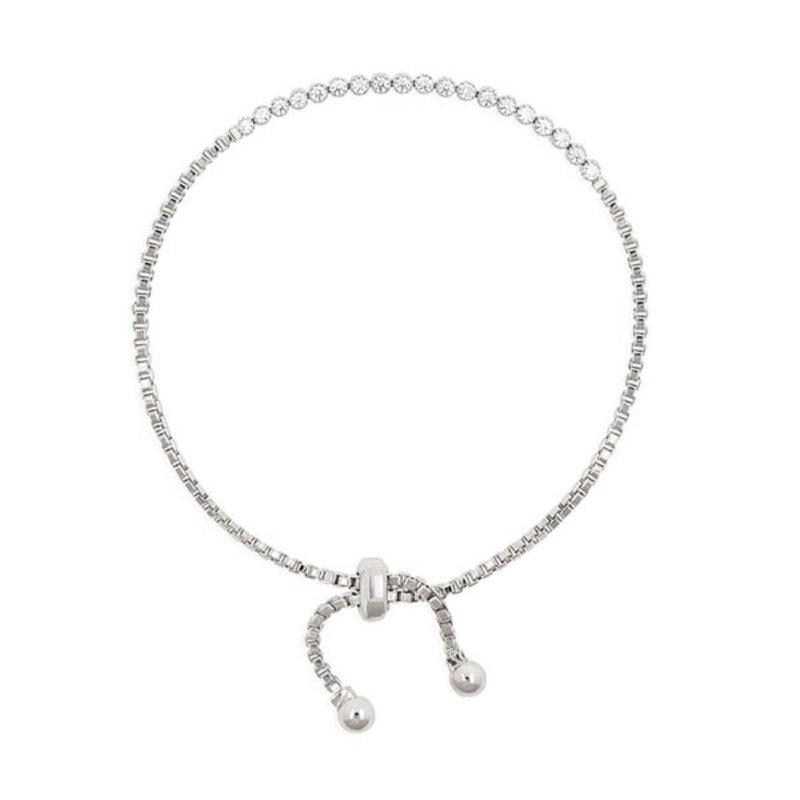 纯银复古圆镶锆石滑扣手链 - 手链/手环 - 纯银 多色