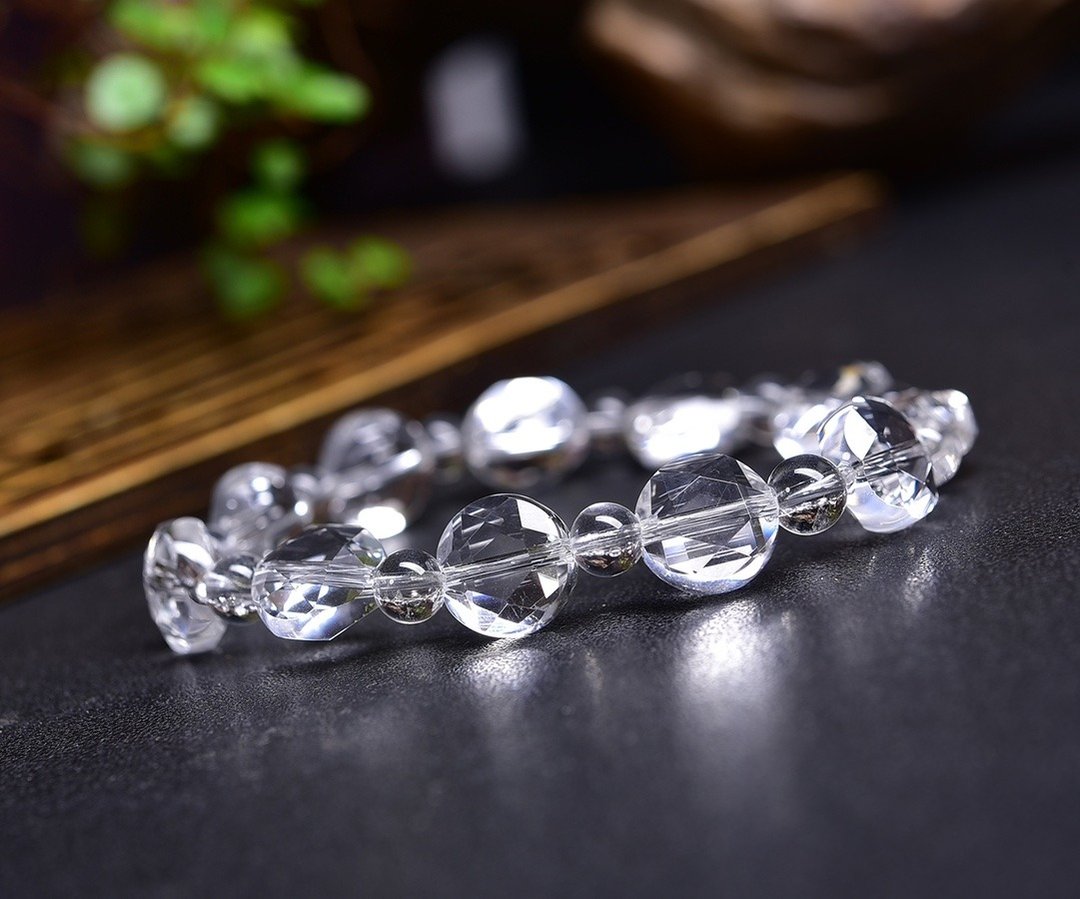 纯天然白水晶刻面单圈手链 规格12MM 很显肤色 上手很赞. - 手链/手环 - 水晶 