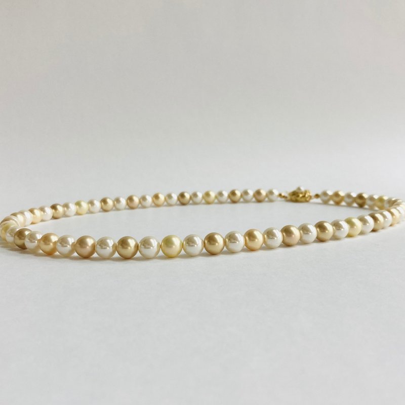 玻璃混合珍珠中型项链/8毫米约50厘米/黄混合/G/日本制造 - 项链 - 玻璃 黄色