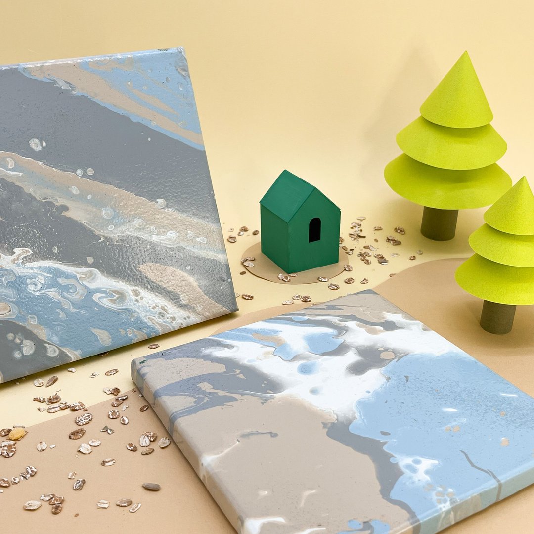 【DIY套组】流体画手作体验材料包 | 04早安燕麦牛奶 - 插画/绘画/写字 - 压克力 卡其色