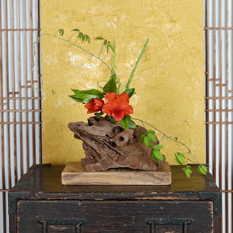 屋久岛天然流木花器 : 手作原木小花瓶 #96 - 花瓶/陶器 - 木头 咖啡色