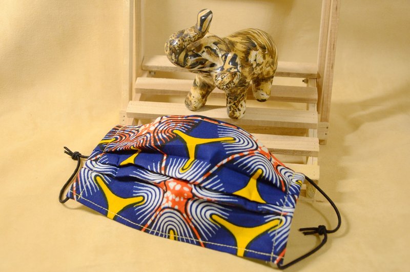 非洲花布口罩套-海洋声呐 - 口罩 - 棉．麻 蓝色