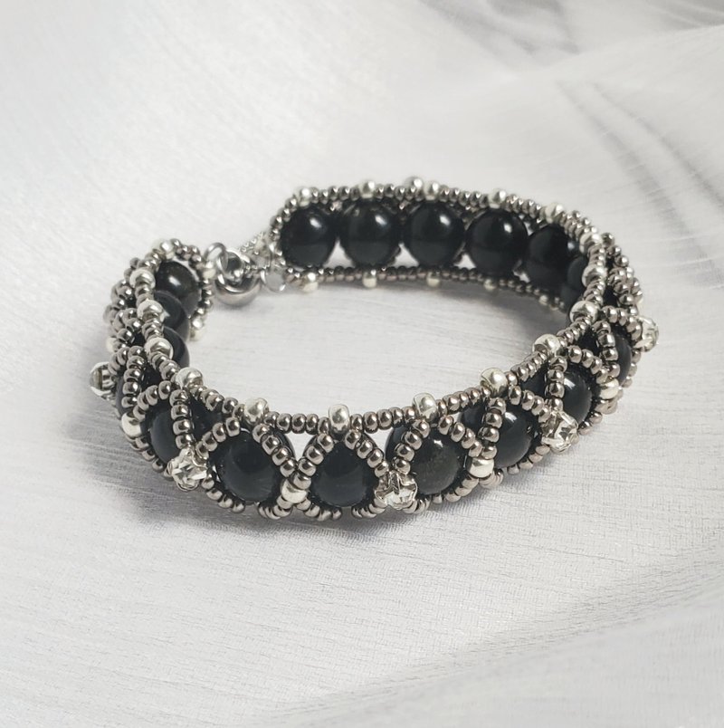 遇见 黑曜石串珠编织手链 - 手链/手环 - 其他材质 黑色