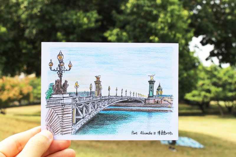 【德式∞欧洲∞派】亚历山大三世桥 // 色铅笔原稿建筑画作 - 海报/装饰画/版画 - 纸 