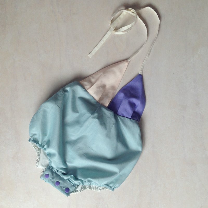 Baby Girls Summer Haltersuit Onesie in Forest - 包屁衣/连体衣 - 棉．麻 绿色