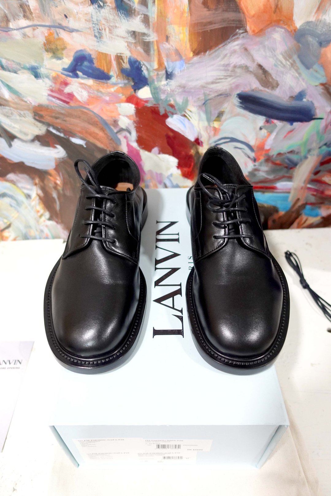 法国名牌LANVIN 黑色小羊皮真皮鞋上班西装鞋 43号码 超软熟鞋踝 - 男款皮鞋 - 真皮 黑色