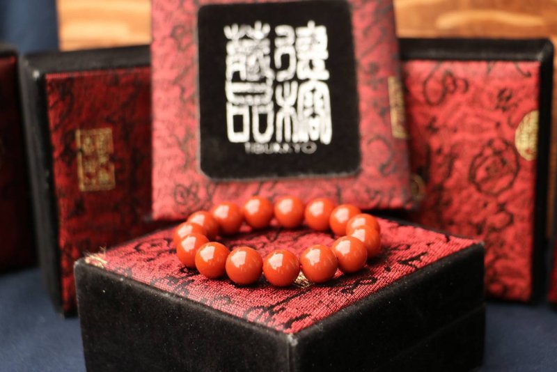 德榕藏品 精品南红玛瑙 11.5-12mm 满色满肉 柿子红 定制化设计 - 手链/手环 - 玉石 