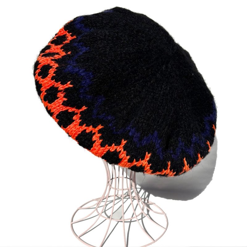 【针织帽】北欧风 针织帽 贝蕾帽 ORANGE - 帽子 - 羊毛 黑色