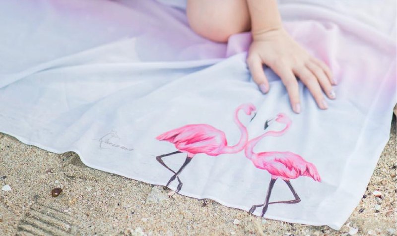  Romantic Flamingo Scarf - 丝巾 - 聚酯纤维 粉红色