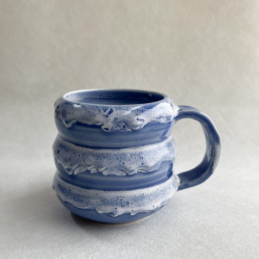 浪花琉璃。手工陶瓷马克杯 咖啡杯 茶杯 杯子 新年礼物 - 咖啡杯/马克杯 - 陶 蓝色