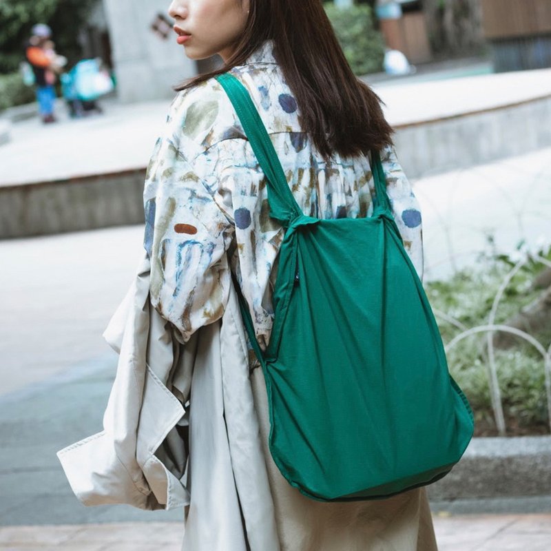 德国 Notabag 三用后背包/购物袋/手提袋/肩背袋  - 森林绿 - 后背包/双肩包 - 棉 绿色