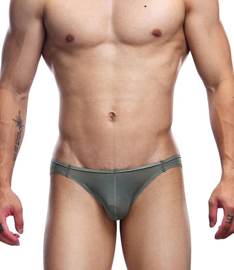 (7色)Elusive Silky神秘地带 半透视裸感轻薄比基尼三角内裤-军绿 - 男士内衣裤 - 尼龙 绿色