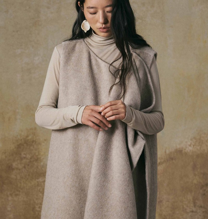 【双面尼解构】新中式复古 不规则羊毛背心裙 - 裙子 - 羊毛 灰色
