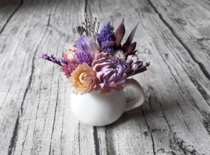 紫屋魔恋小奶壶||干燥花 小盆花 婚礼小物 手作 毕业季 毕业礼物 - 干燥花/捧花 - 植物．花 紫色