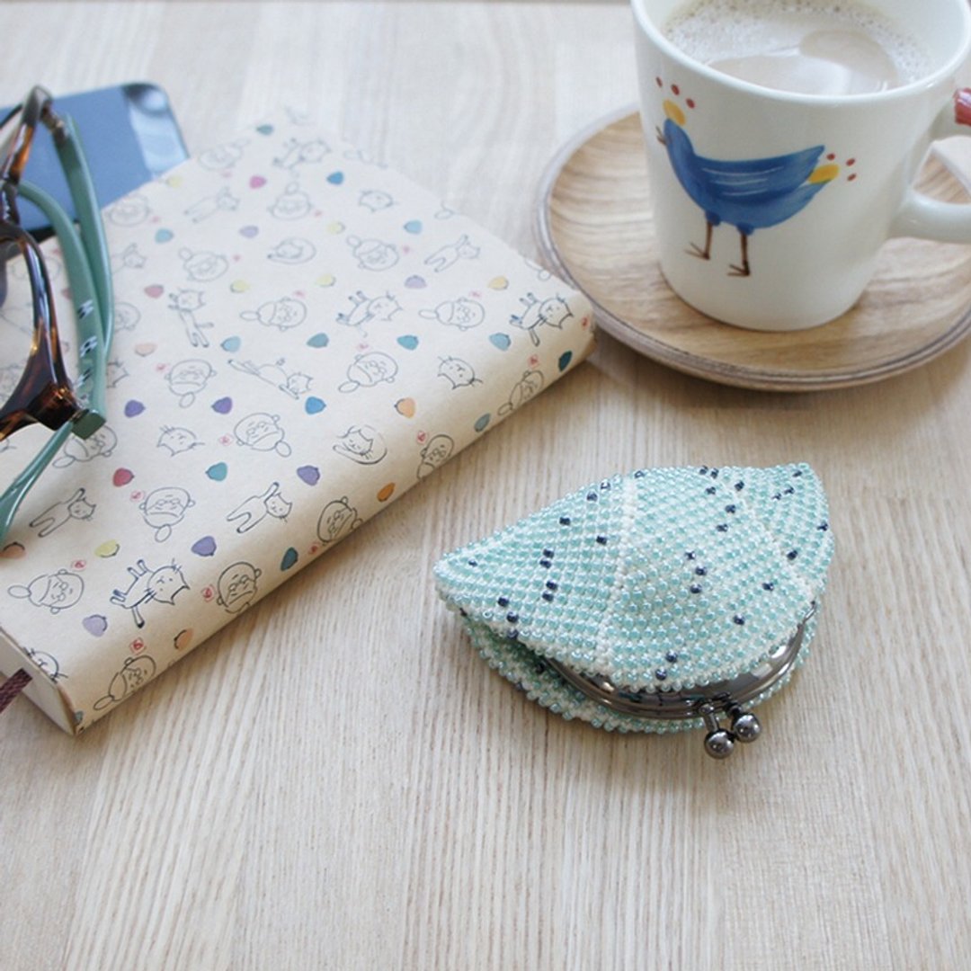 Ba-ba handmade ☆ seedbeads crochet coinpurse (No.410) - 零钱包 - 其他材质 蓝色