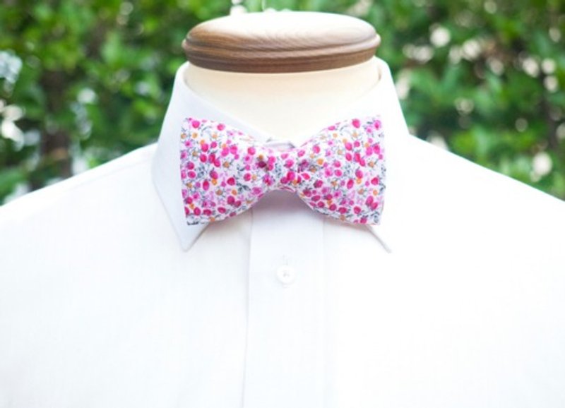 TATAN Pink pedicel bow tie - 领结/领巾 - 棉．麻 