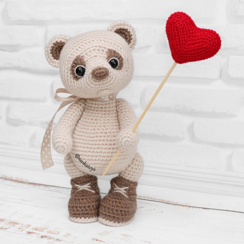 Crochet pattern Bear Valentine, PDF Digital Download, DIY amigurumi tutorial - 手工艺教程/工具书 - 其他材质 