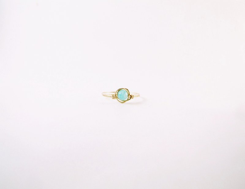 《经典手感线戒系列》硬度升级版 限量款 天河石 美国14K金(14KGF)线戒 - 戒指 - 宝石 