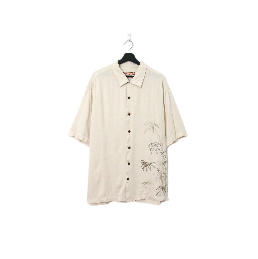Back to Green-夏威夷衬衫 卡其 侧竹林景 ht-06/vintage shirts - 男装衬衫 - 棉 