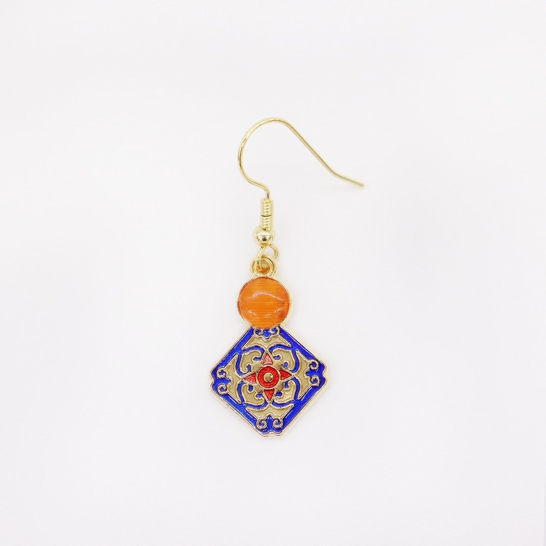 【卡片耳环】台湾文化 花砖款 岁月静好 典雅 礼品 - 耳环/耳夹 - 其他金属 