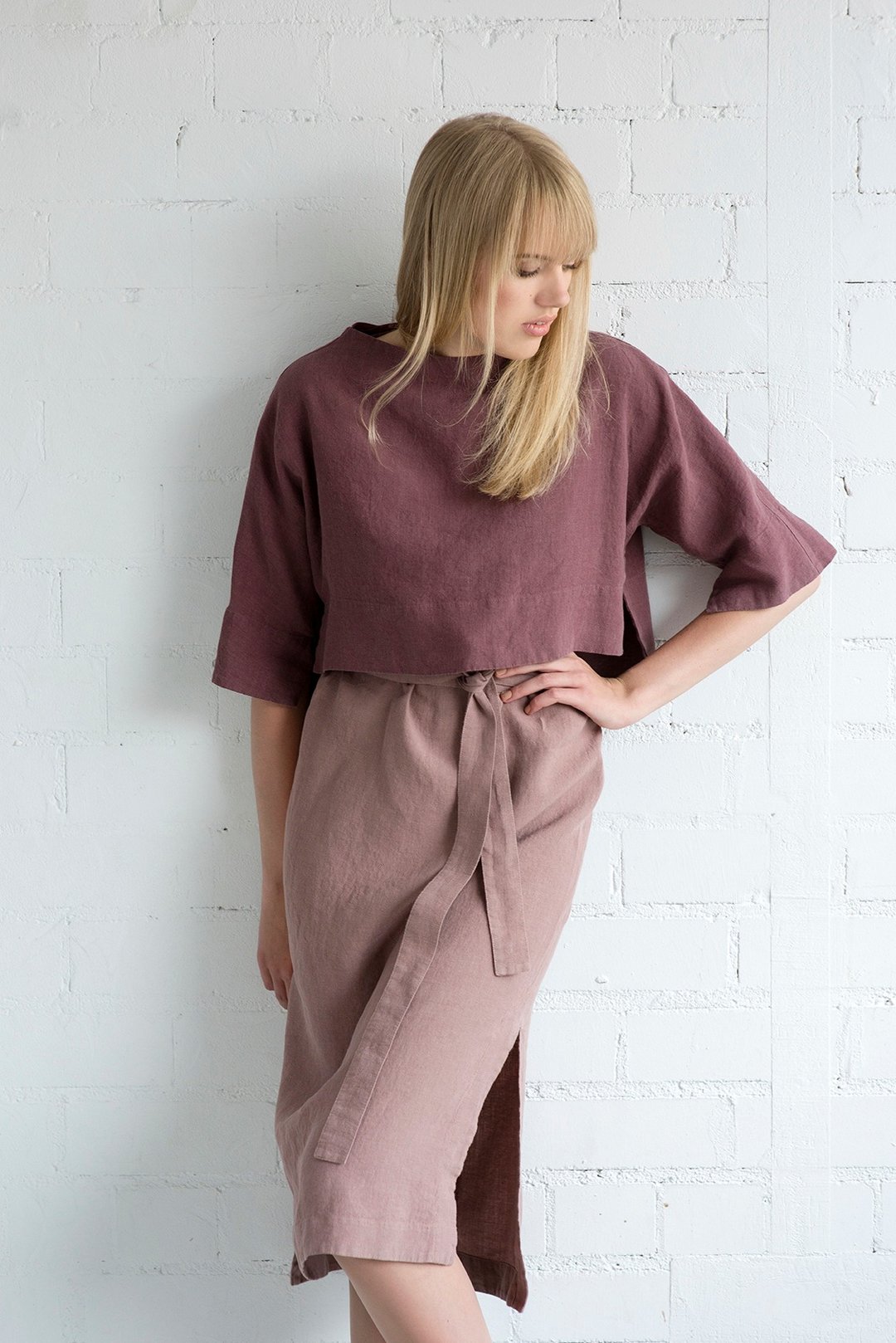 Linen Dress Motumo – 17S11 / Handmade two piece linen summer dress  - 洋装/连衣裙 - 亚麻 