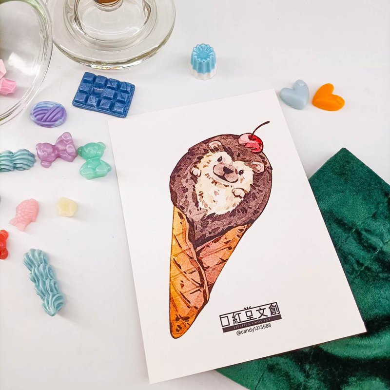 KR474_口紅堂明信片_刺蝟6_candy1313588 postcard - 卡片/明信片 - 纸 多色