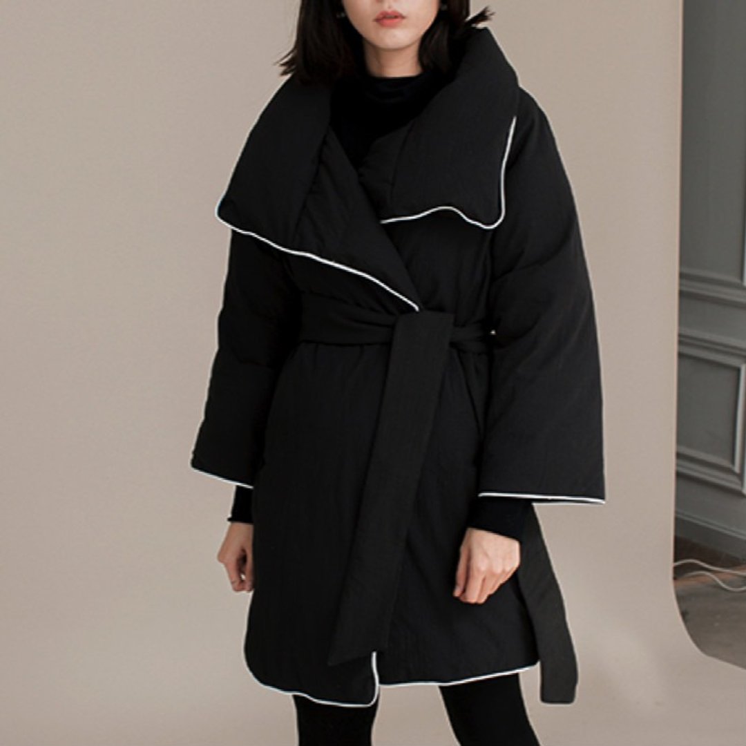 中长款 黑色 一床温暖的被子 90%绒填充重磅保暖羽绒服 加厚宽松冬季外套 中性情侣 男女同款 冬天里的一把火 天后同款有没有！| vitatha 番塔塔原创设计独立女装品牌 - 女装休闲/机能外套 - 聚酯纤维 黑色