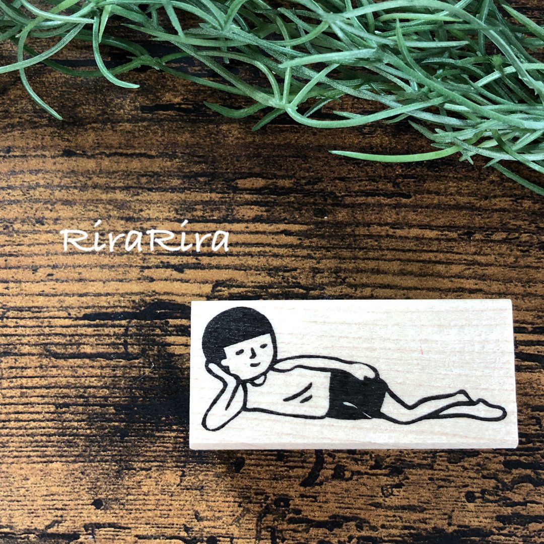 Mamoru-kun sleeping rubber stamp R032 - 印章/印台 - 木头 