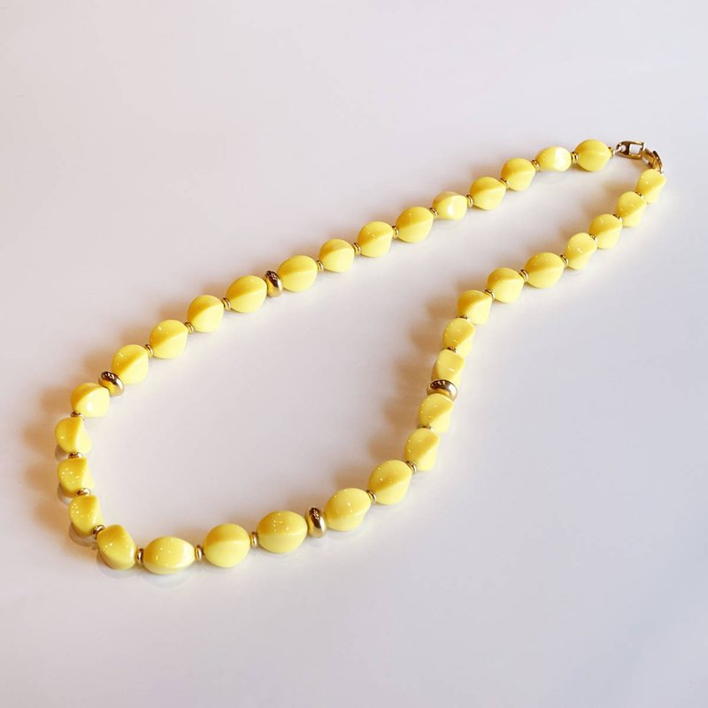 Napier 70s USA vintage plastic beads yellow necklace - 项链 - 塑料 黄色