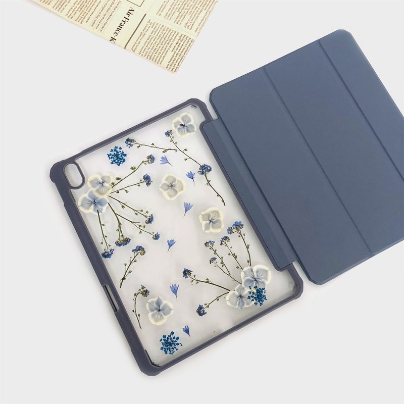 蓝色小花手作押花iPad壳 iPad Air 11寸13寸iPad Pro11寸13寸 - 平板/电脑保护壳 - 植物．花 