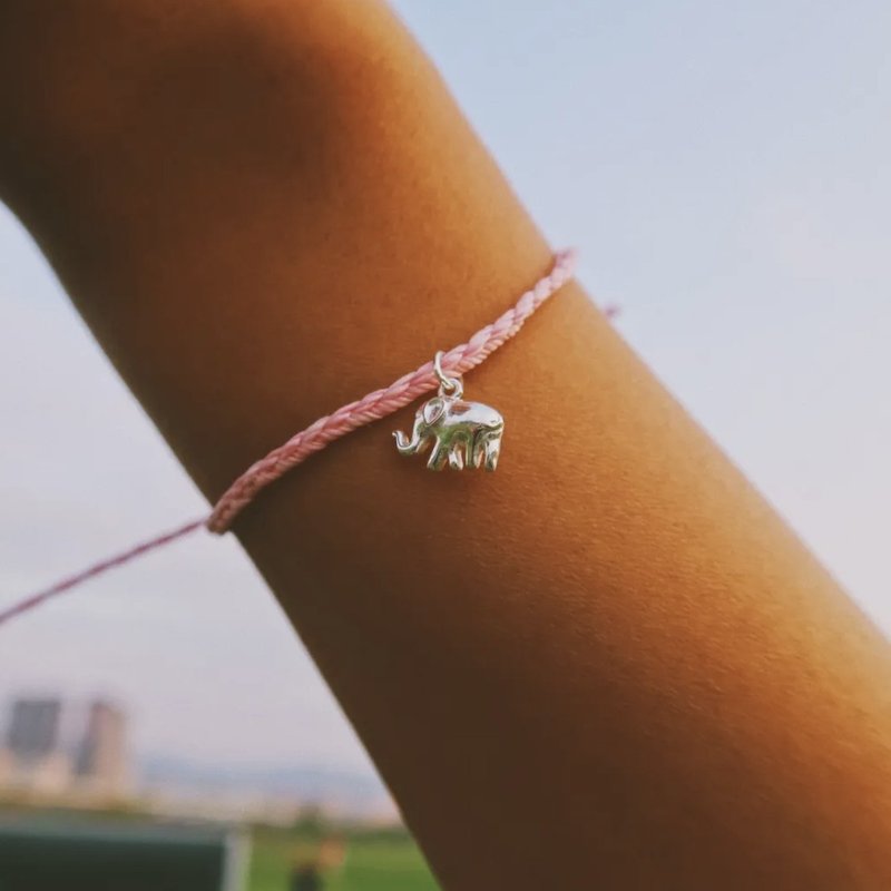 守护大象编织冲浪手环 LOVE ELEPHANTS - 手链/手环 - 防水材质 粉红色