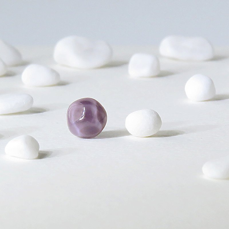 Pure系列 玻璃耳环 耳夹 单只 不规则 透明 深紫色 - 耳环/耳夹 - 玻璃 紫色