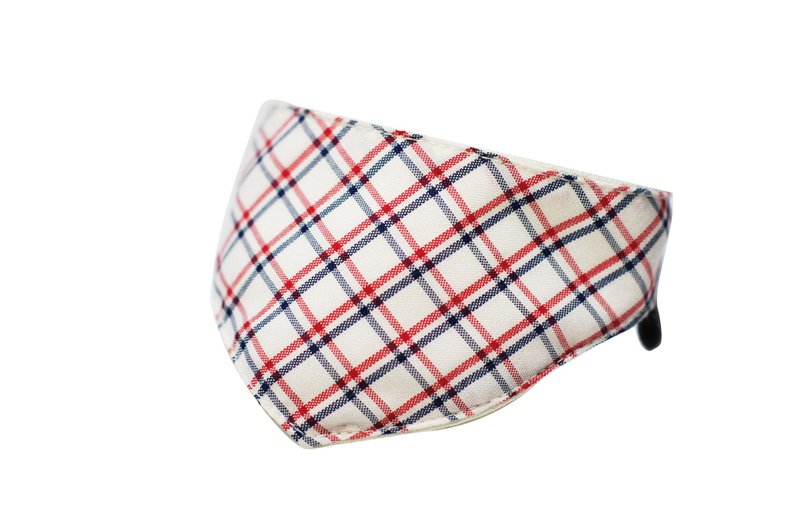 宠物 三角巾 高校格子 S~L - 项圈/牵绳 - 棉．麻 红色