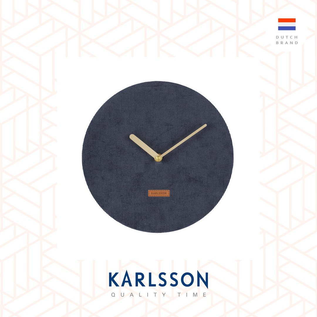 荷兰Karlsson, Wall clock Corduroy dark blue 灯芯绒布深蓝挂钟 - 时钟/闹钟 - 棉 蓝色
