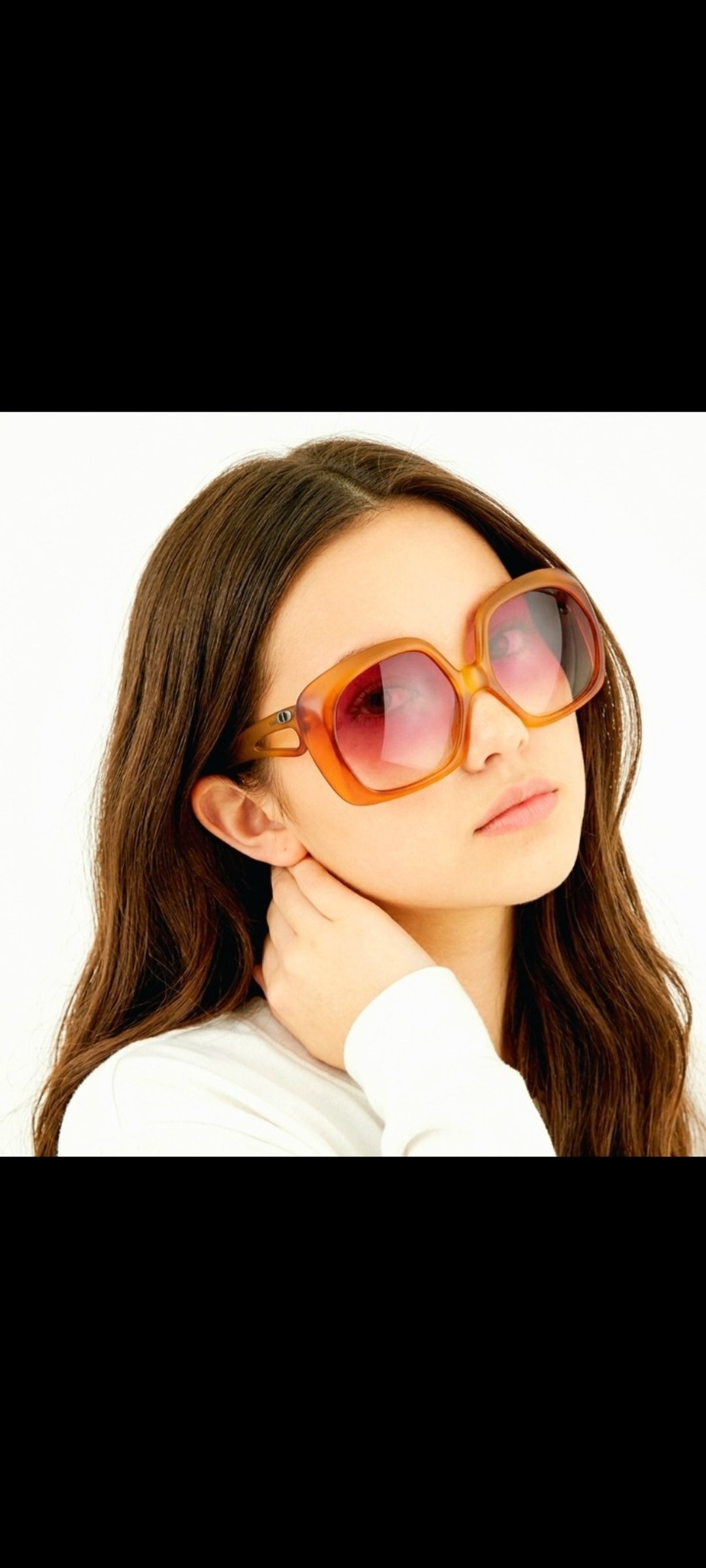 1970's 太空风格德制 Christian Dior 琥珀大框古董太阳眼镜胶框 - 墨镜 - 塑料 橘色