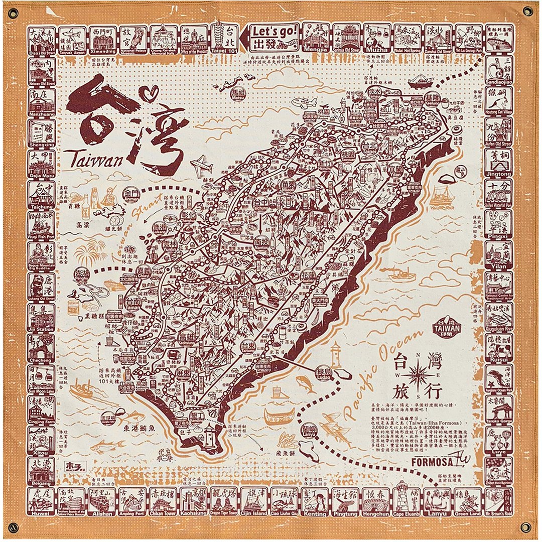 【新款】环岛旅行布地图(红) - 地图 - 棉 红色