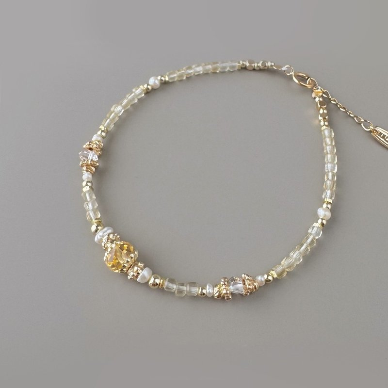 【最后现货售完不补】黄水晶小方糖 珍珠 闪灵钻 招财专门 - 手链/手环 - 水晶 