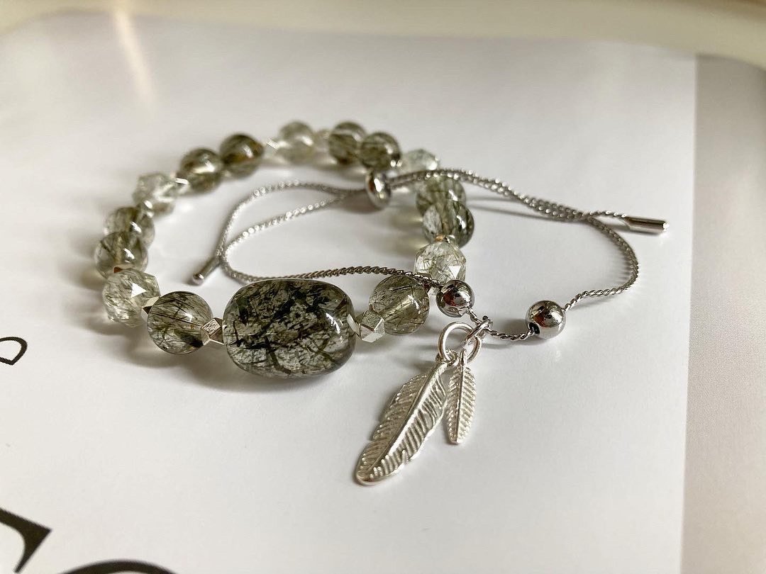 组合商品 绿碧发手串 X 伸缩羽毛吊饰手链 - 手链/手环 - 水晶 