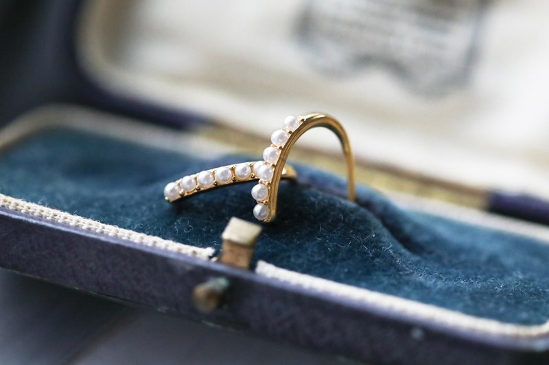 pearl earrings chiave Stainless Steel gold - 耳环/耳夹 - 其他金属 白色