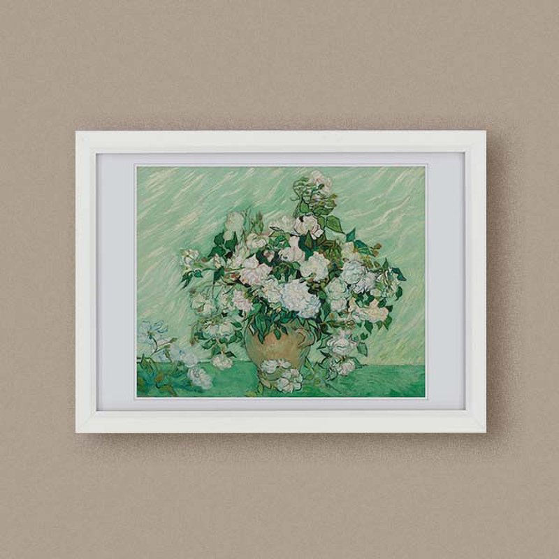 【 世界名作小框画 】梵谷・玫瑰 - 海报/装饰画/版画 - 纸 绿色