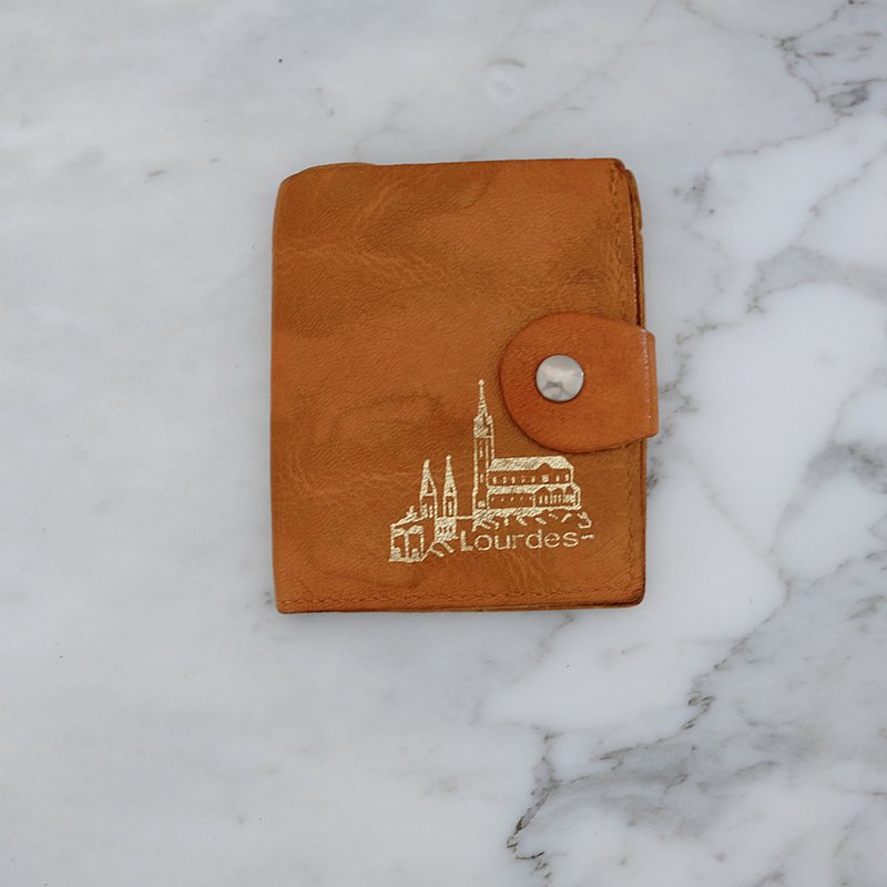法国复古棕色真皮 Lourdes 小银包 - 皮夹/钱包 - 真皮 咖啡色