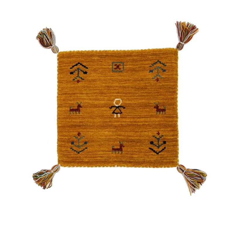 tribal symbol mats_gold 彩色复古系打印度手工小毯 - 地垫/地毯 - 羊毛 金色