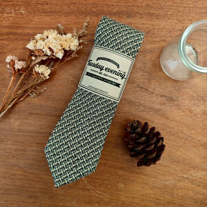 领带 香草黑斜纹软 (黑、香草白) - 领带/领带夹 - 其他材质 多色