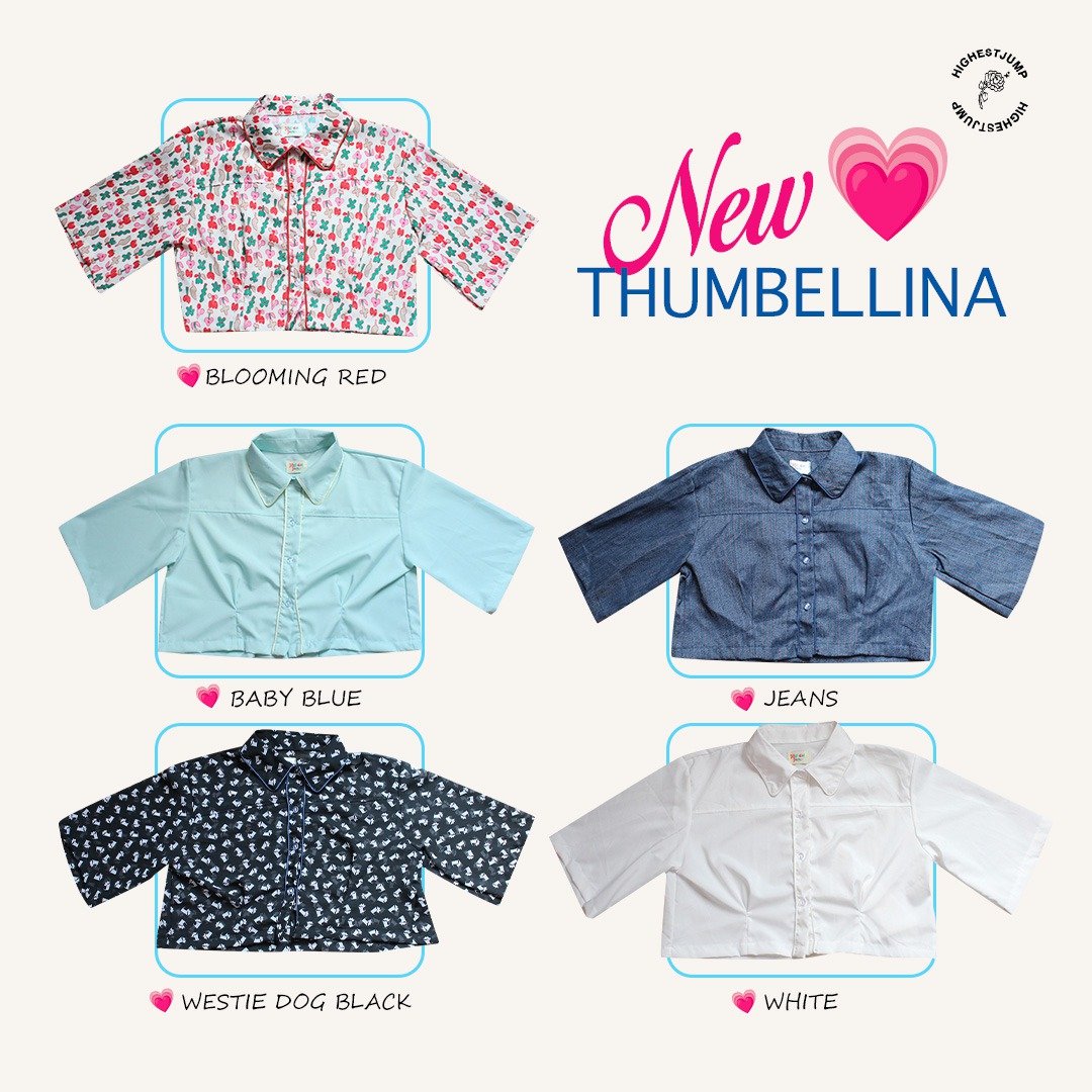 Thumbellina 短版上衣 - 女装衬衫 - 棉 蓝色