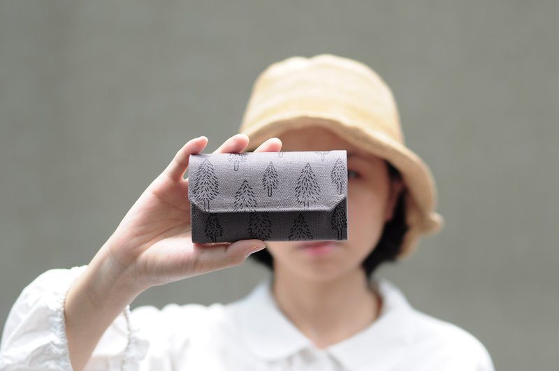 灰灰森林 帆布包可水洗纸 零钱包卡片夹 轻钱包 附纸盒 手作银包 - 零钱包 - 棉．麻 灰色